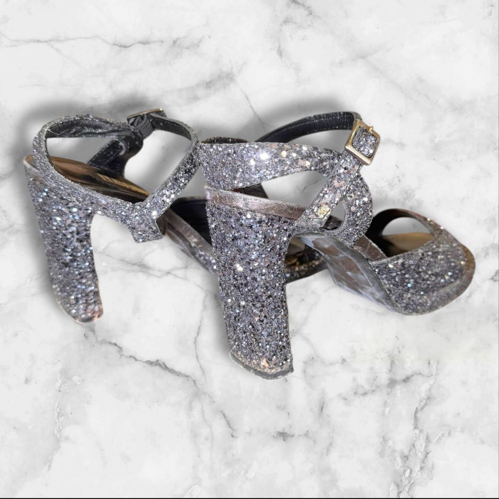 ELDANTES | Black Glittery Block Heels