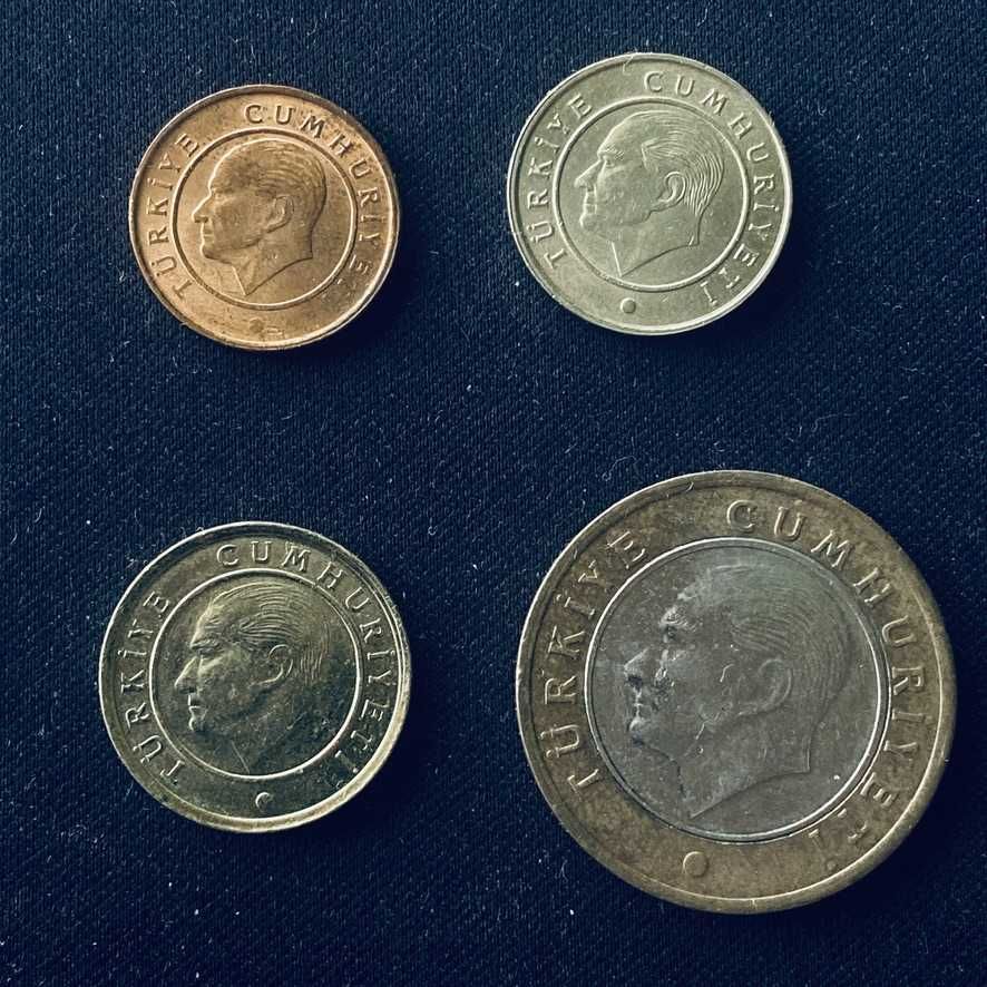 Zestaw monet Turcja - 1, 5, 10 Kurus, 1 Lira