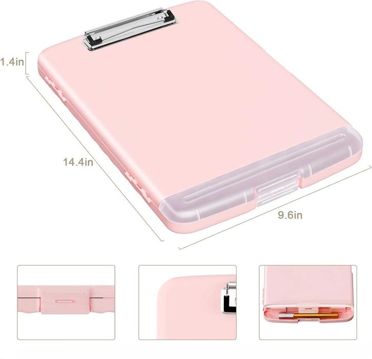 Piasoenc Clipboard A4 z organizerem i klipem bocznym, różowy