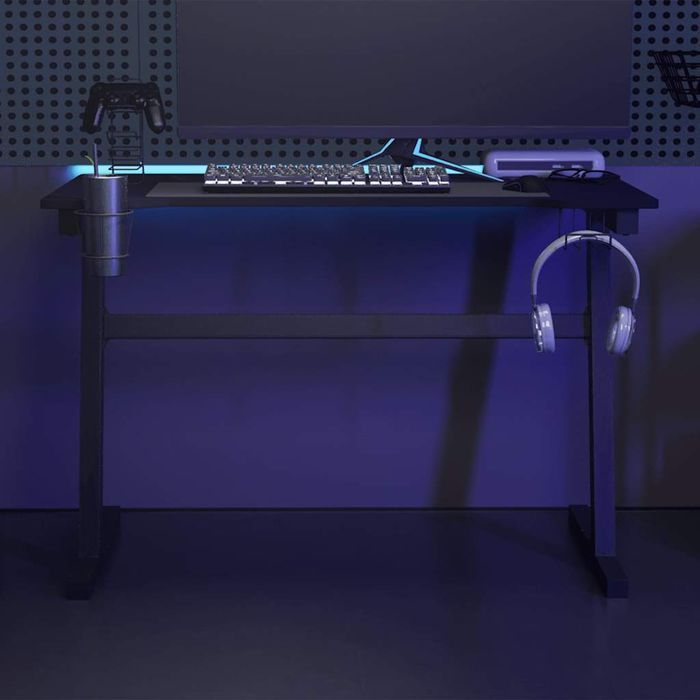 Vidaxl Biurko Z Led I Nogami W Kształcie Z, Czarne, 110X60X75 Cm