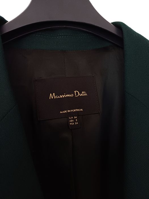 Massimo Dutti wełniana marynarka na jeden guzik 100% wełna zieleń