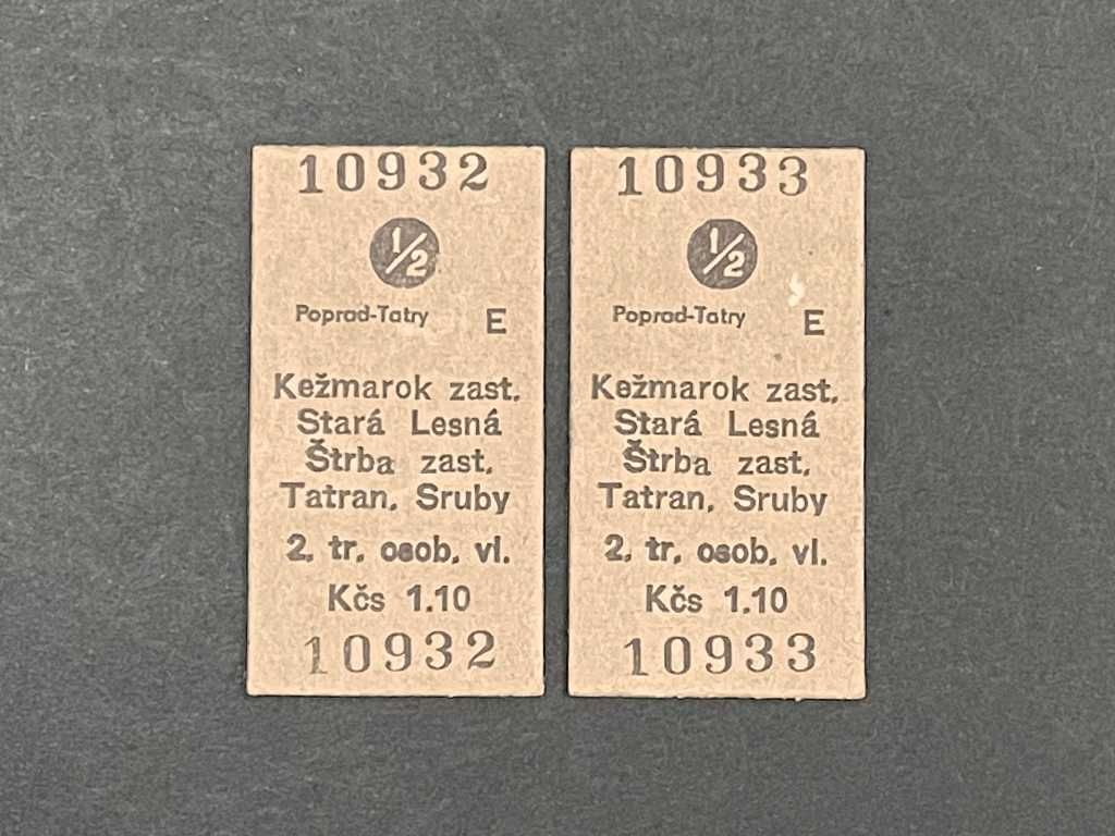 bilety kartonik kolej czechosłowacja słowacja 1961 NKAS x2
