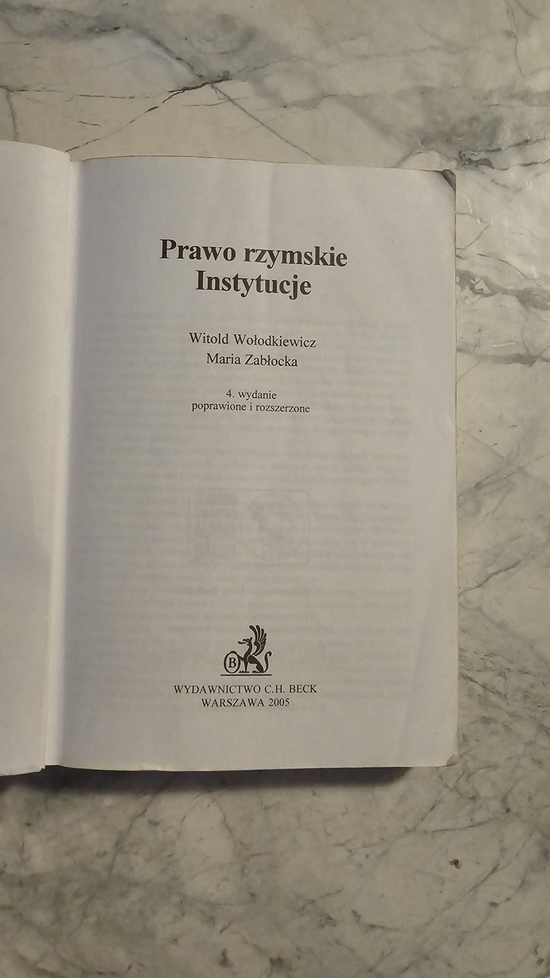 204. Prawo Rzymskie Instytucje Zabłocka Wołodkiewicz Beck 2005r 4 wyd.