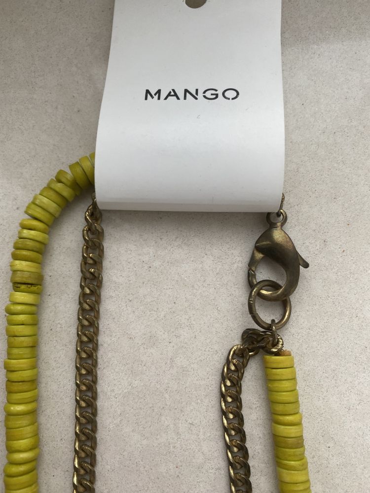 Naszyjnik, korale, łańcuszek złoty żółty lime Mango 2w1 długi nowy