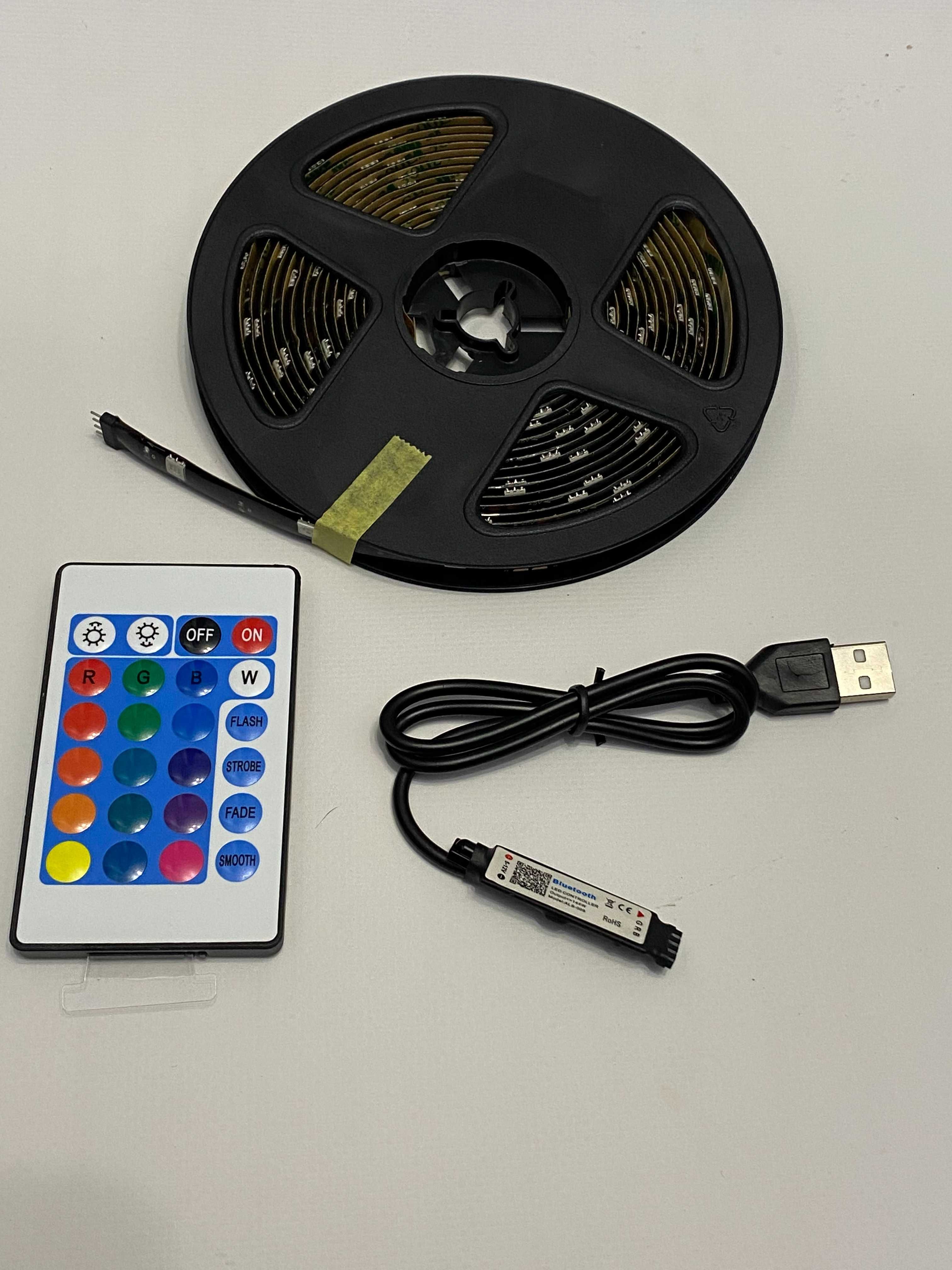 Светодиодная LED лента USB 5050 5м с пультом +управление через телефон