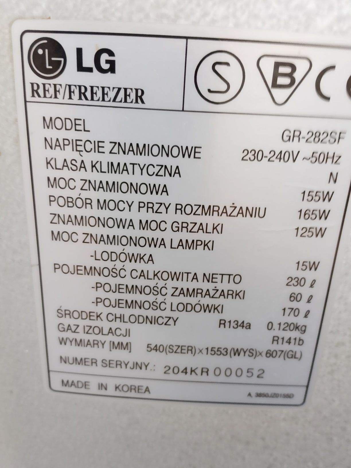 Lodówka LG super mrozi i chlodzi