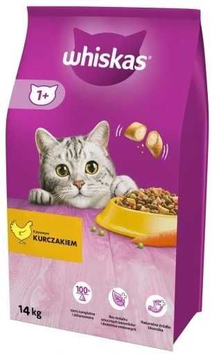 Whiskas sucha karma dla kota | KURCZAK | KRUCHE PASZTECIKI | 14 kg