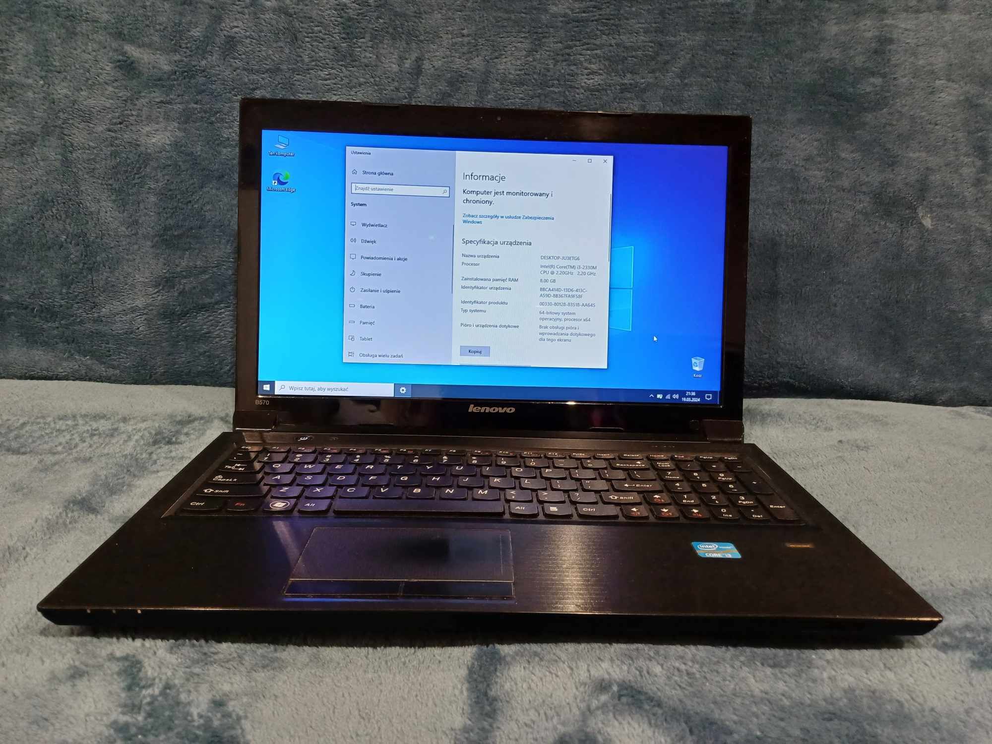 Laptop Lenovo Intel I3, Ram 8GB, Dysk 120GB SSD