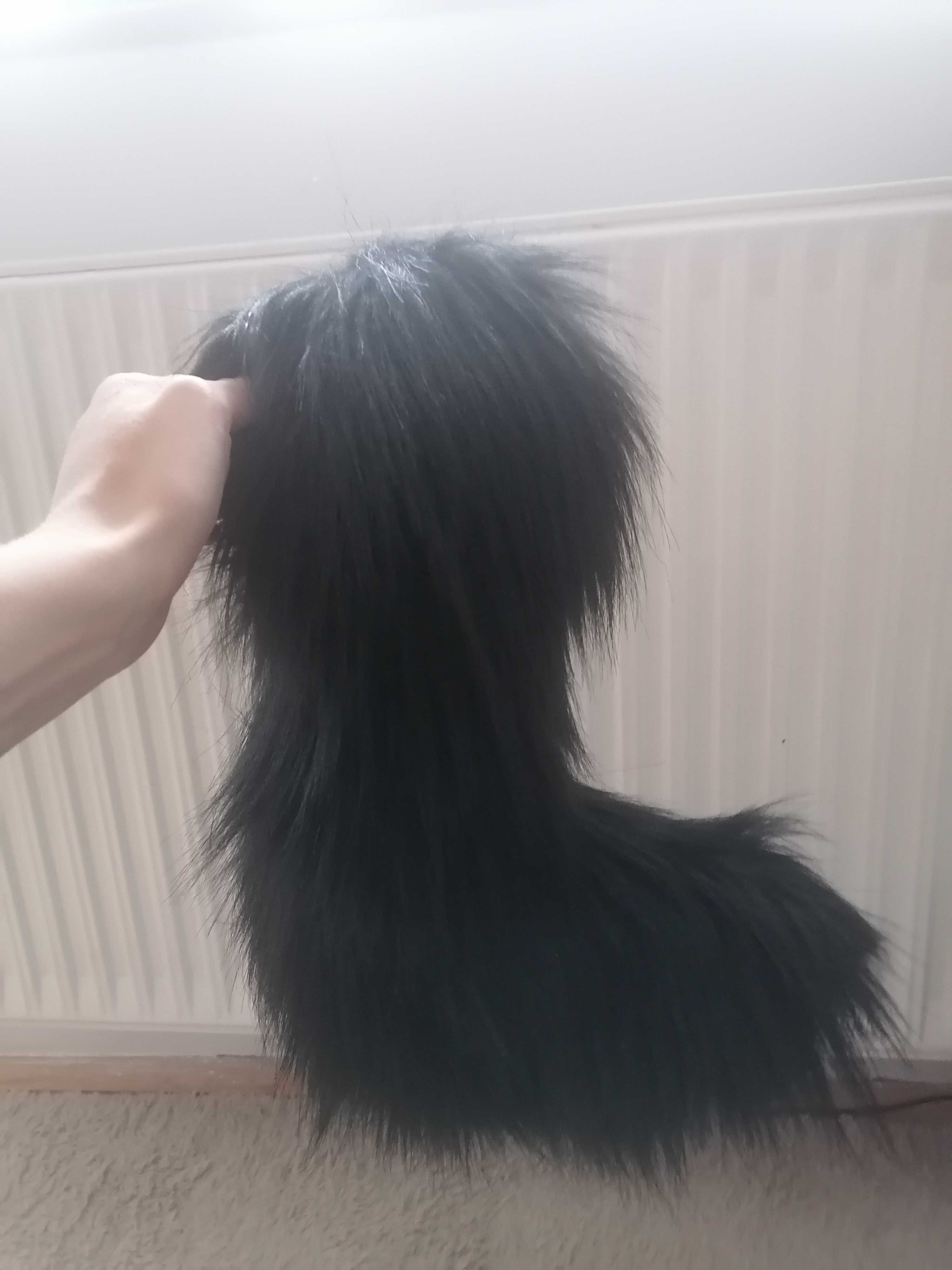 Dino maska/fursuit, ogon, skrawki futra, pianka tapicerska