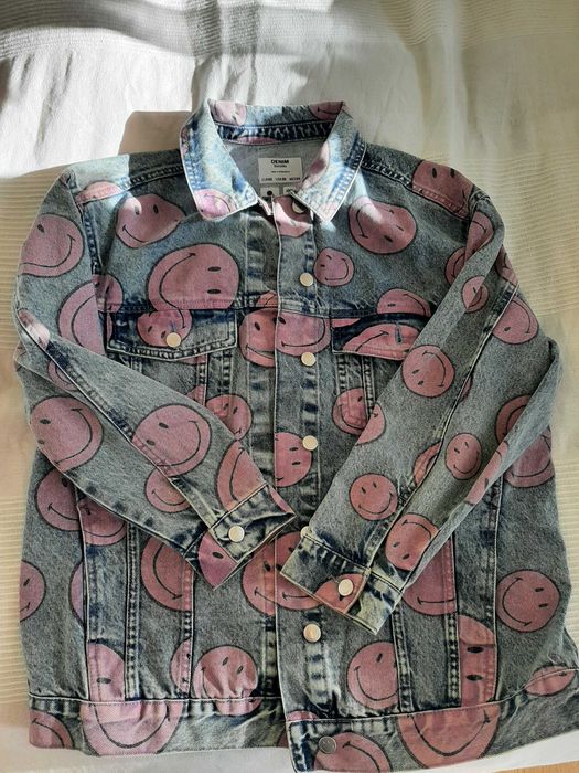 Komplet jeansowy Bershka Smile: kurtka XS i spodnie 32