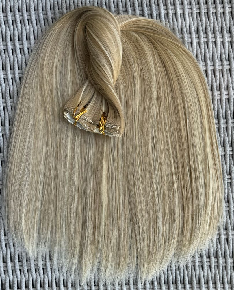 Premium Ultra włosy doczepiane, blond pasemka / refleksy !