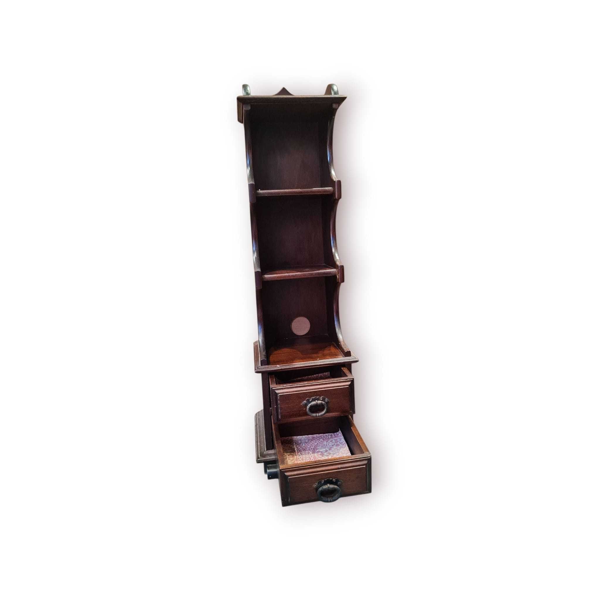 Estante/Armário Antigo Madeira – 107×31 cm – 3 Prateleiras + 2 Gavetas