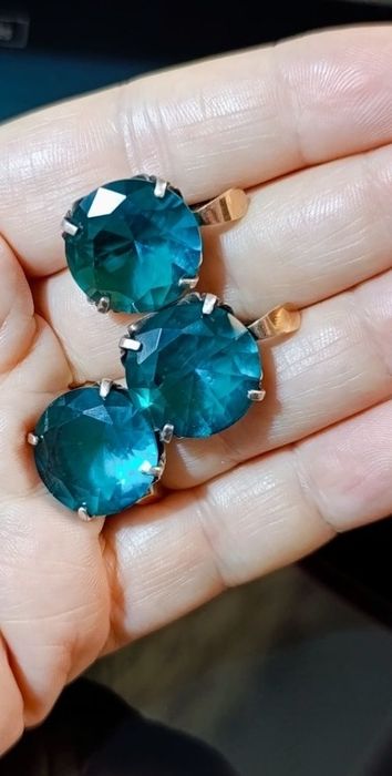 Набір срібло з золотими пластинами та аквамаріном.