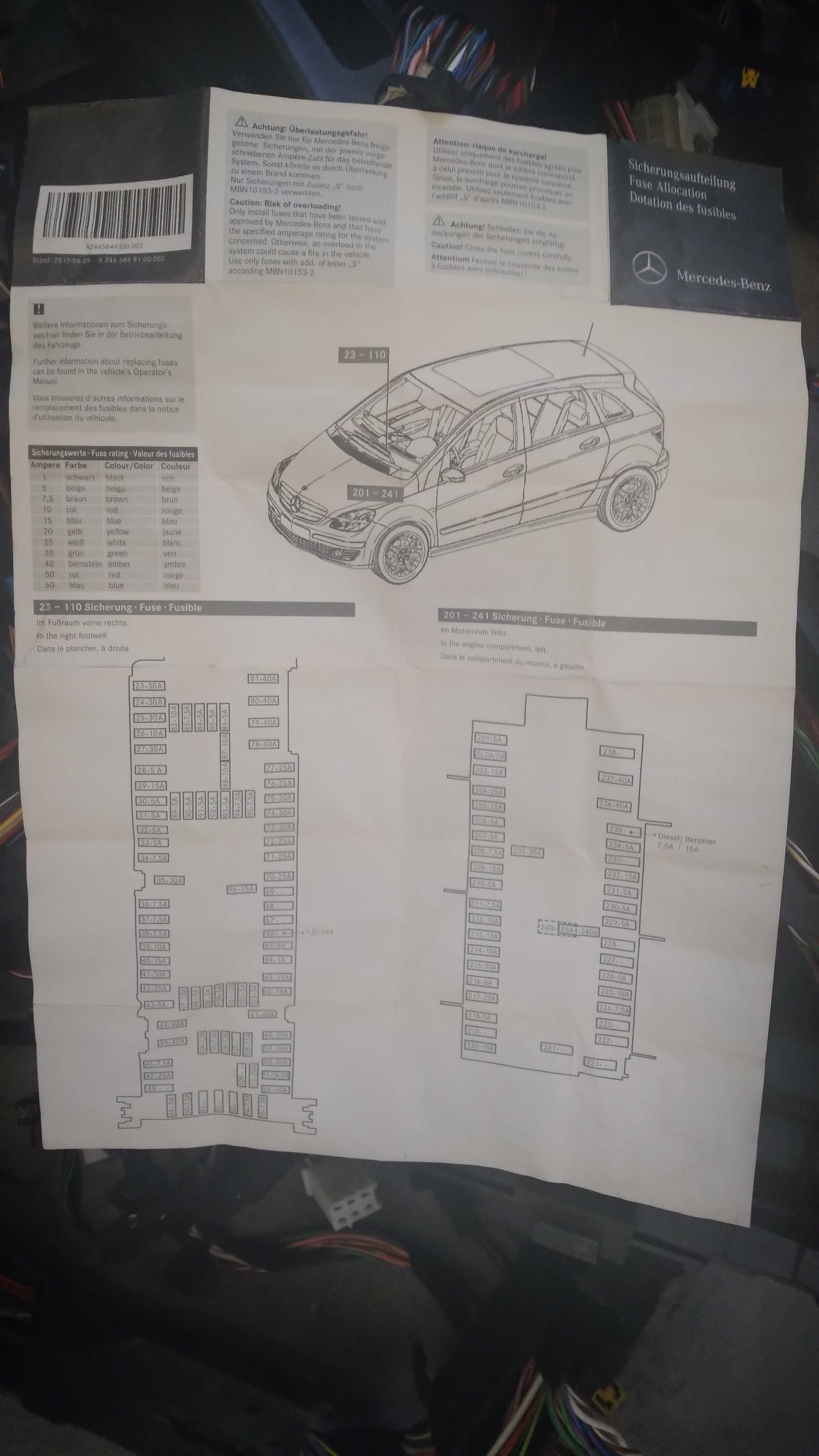 Wiązka elektryczna instalacja  MERCEDES B W246