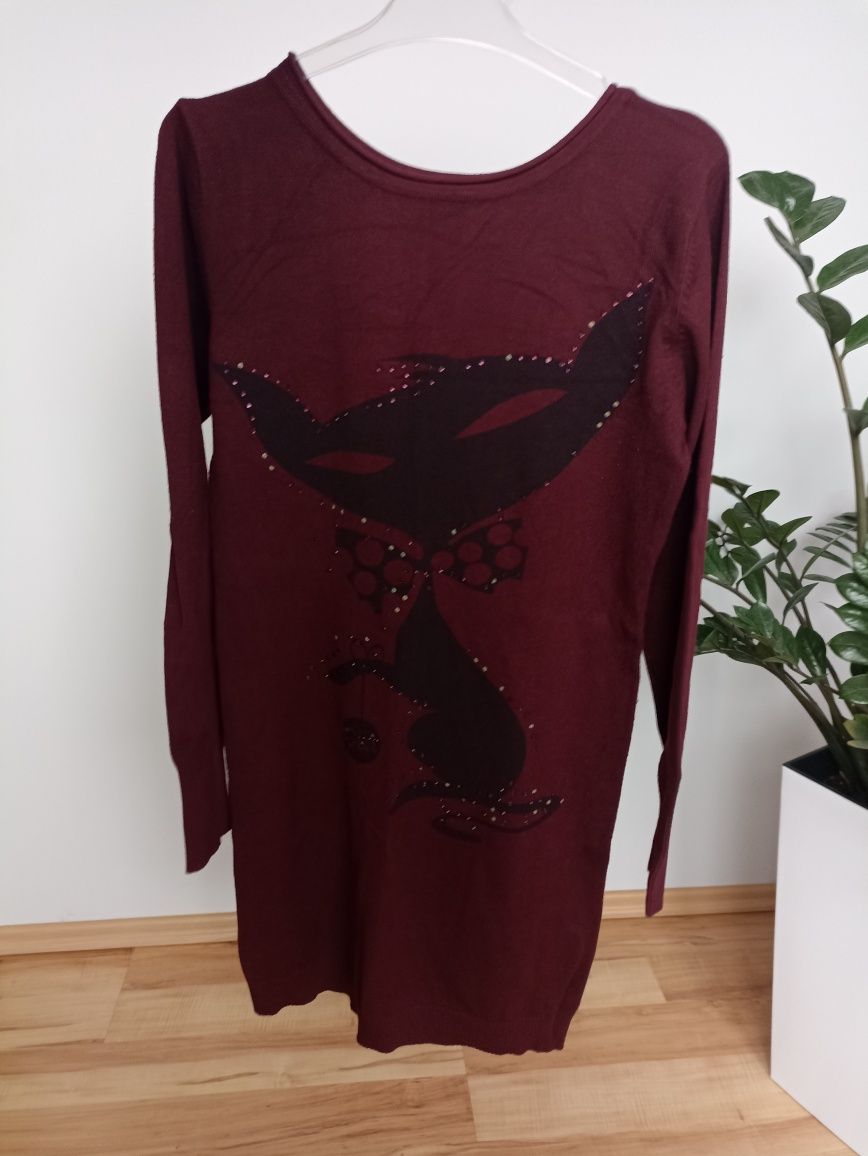 Sweter dłuższy tunika kot