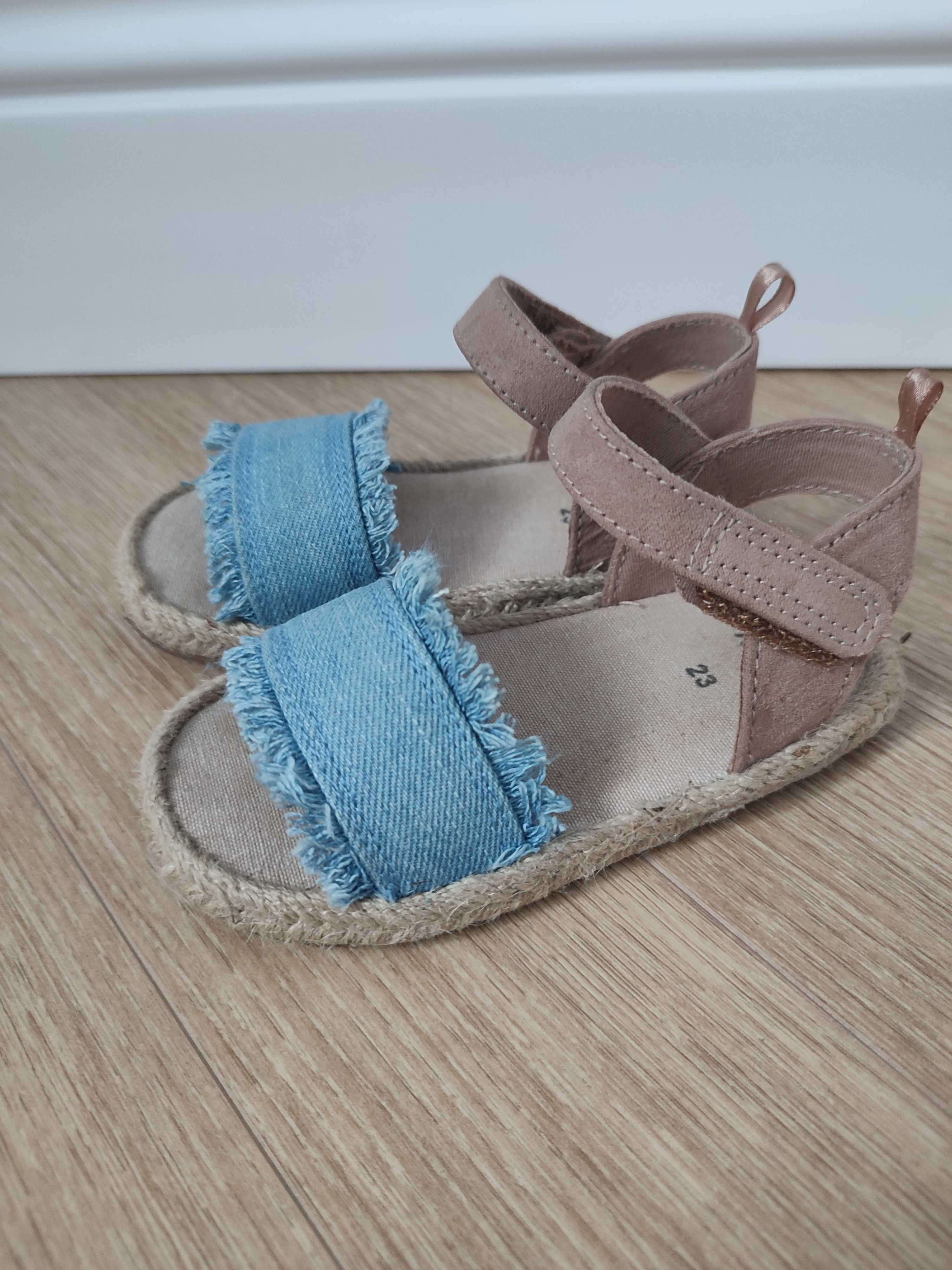 Sandały dziewczęce, z jeans, H&M, rozmiar 23, stan bardzo dobry.