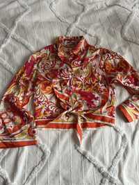 Koszula  bluzka orientalna rękawy kimono  top satynowy  Zara S