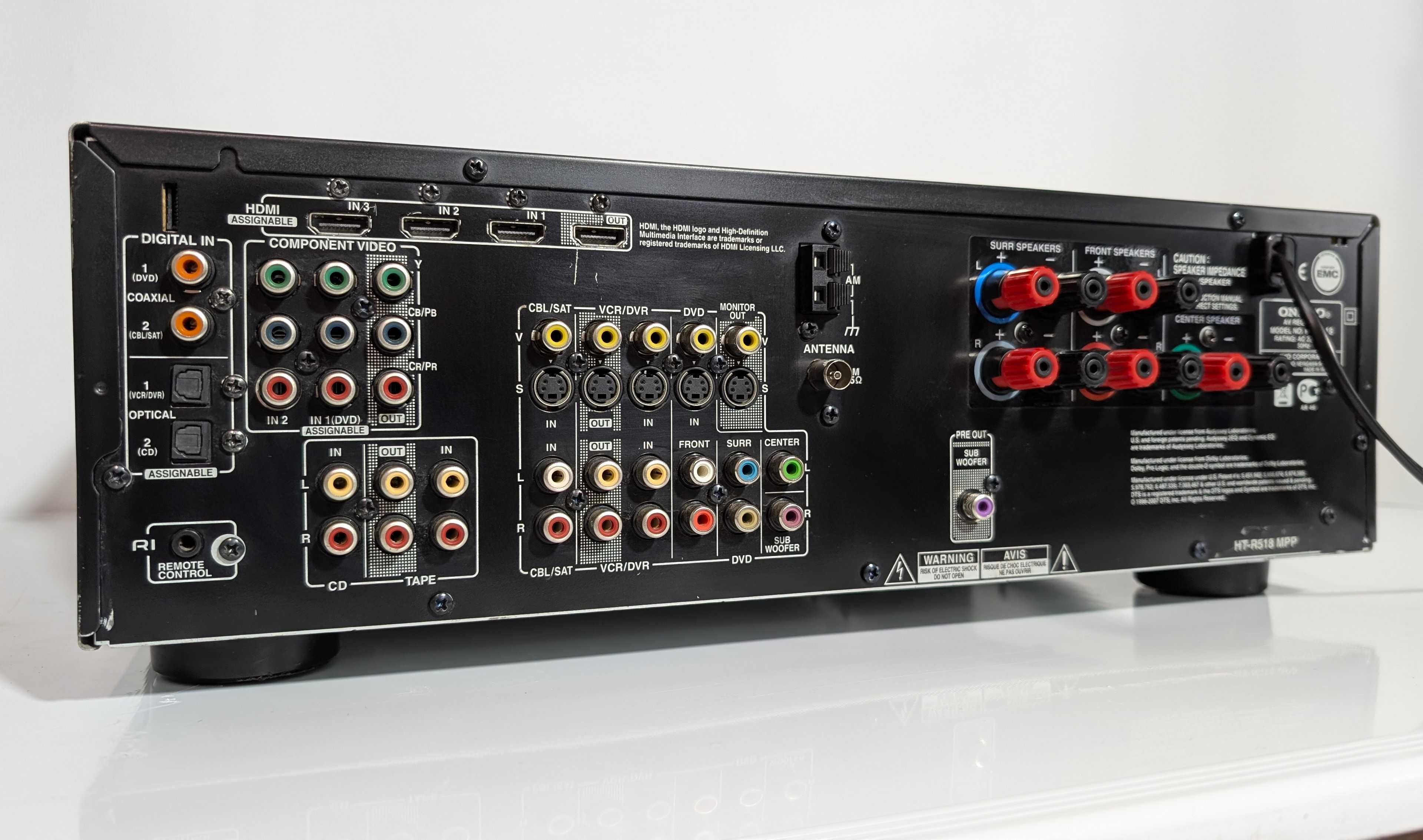 5.1 Ресивер Onkyo HT-R518,має 130 Вт/канал/Пульт/HDMI/Dolby/ЦАП/8-16Ом