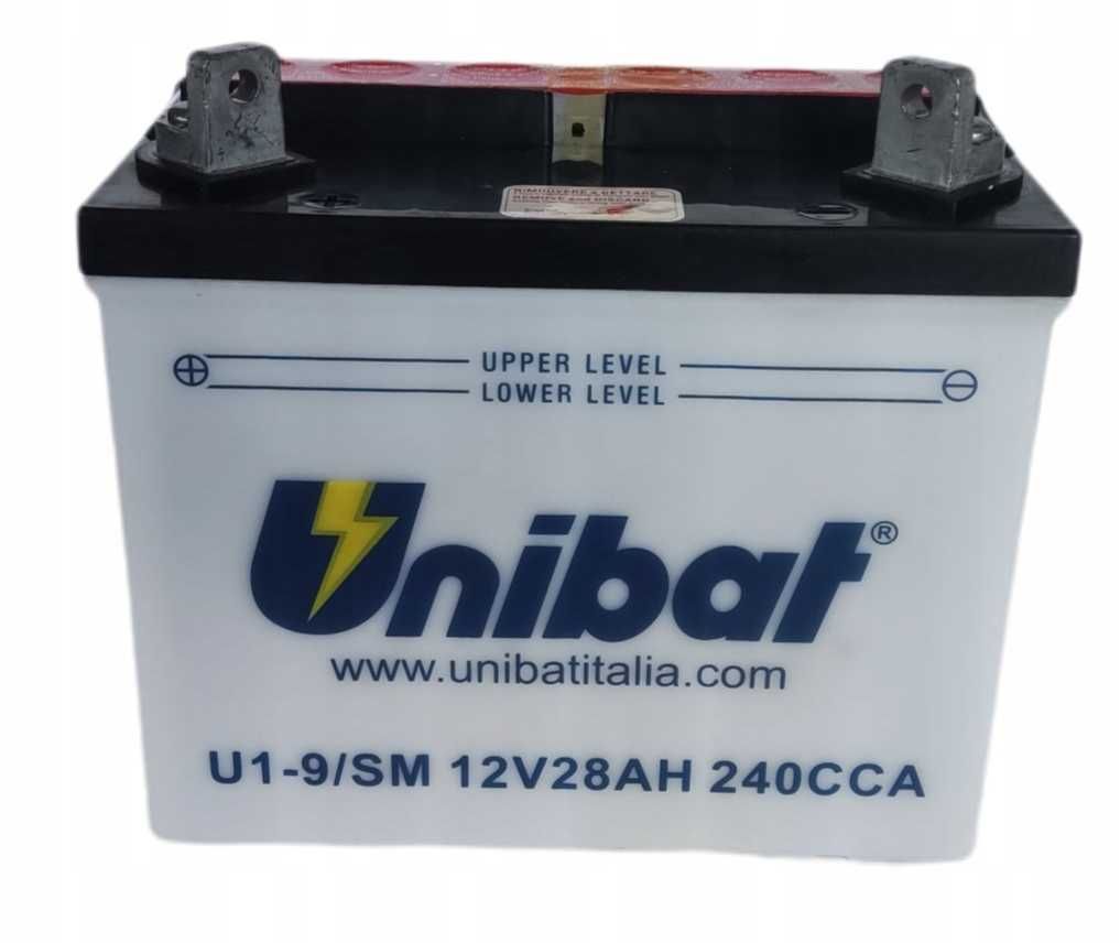 Akumulator UNIBAT 28 Ah 235A 12V L+ U1-9/sm kosiarki traktorek