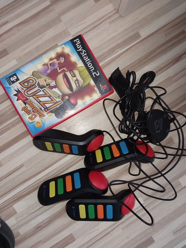 Buzzy playstation 2 + gra muzyczny quiz