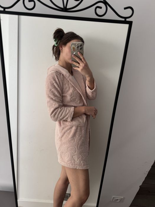 Szlafrok pudrowy róż serca primark