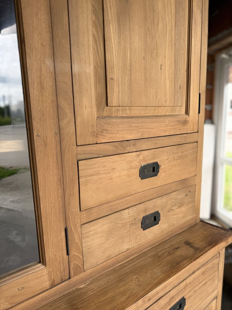 Kredens tekowy drewniany vintage zabudowany rustykalny naturalny