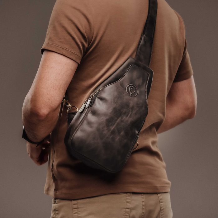 Сумка кожаная слинг мужская / Шкіряна чоловіча сумка через плече VS095