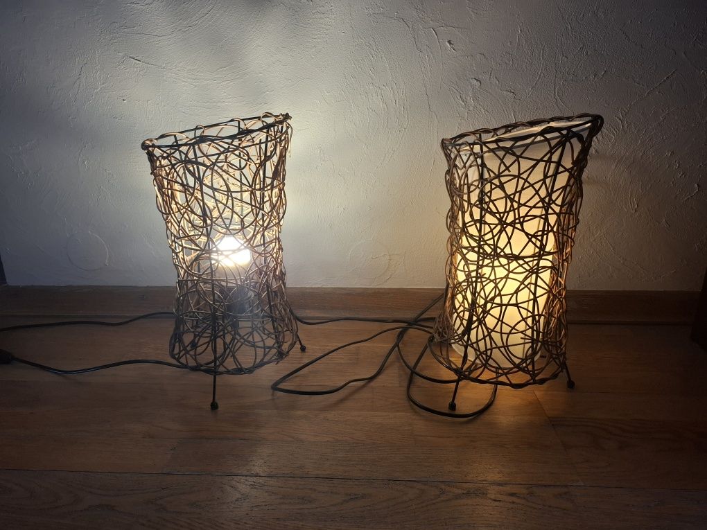 Lampki nocne stojące wiklinowe