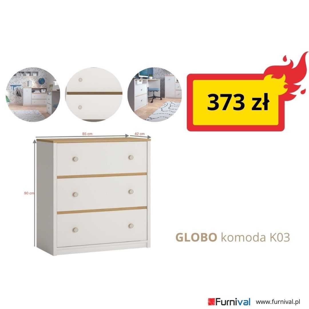 GLOBO K03 KOMODA 3S biała alpejska/dąb vicenza