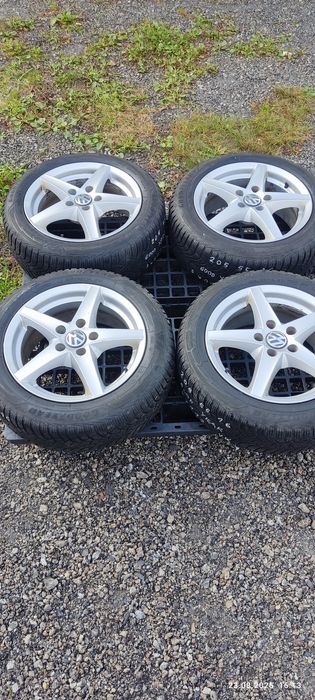 Felgi alu oryg VW 5x112 z oponami zima GoodYear 205/55 R16, 4szt