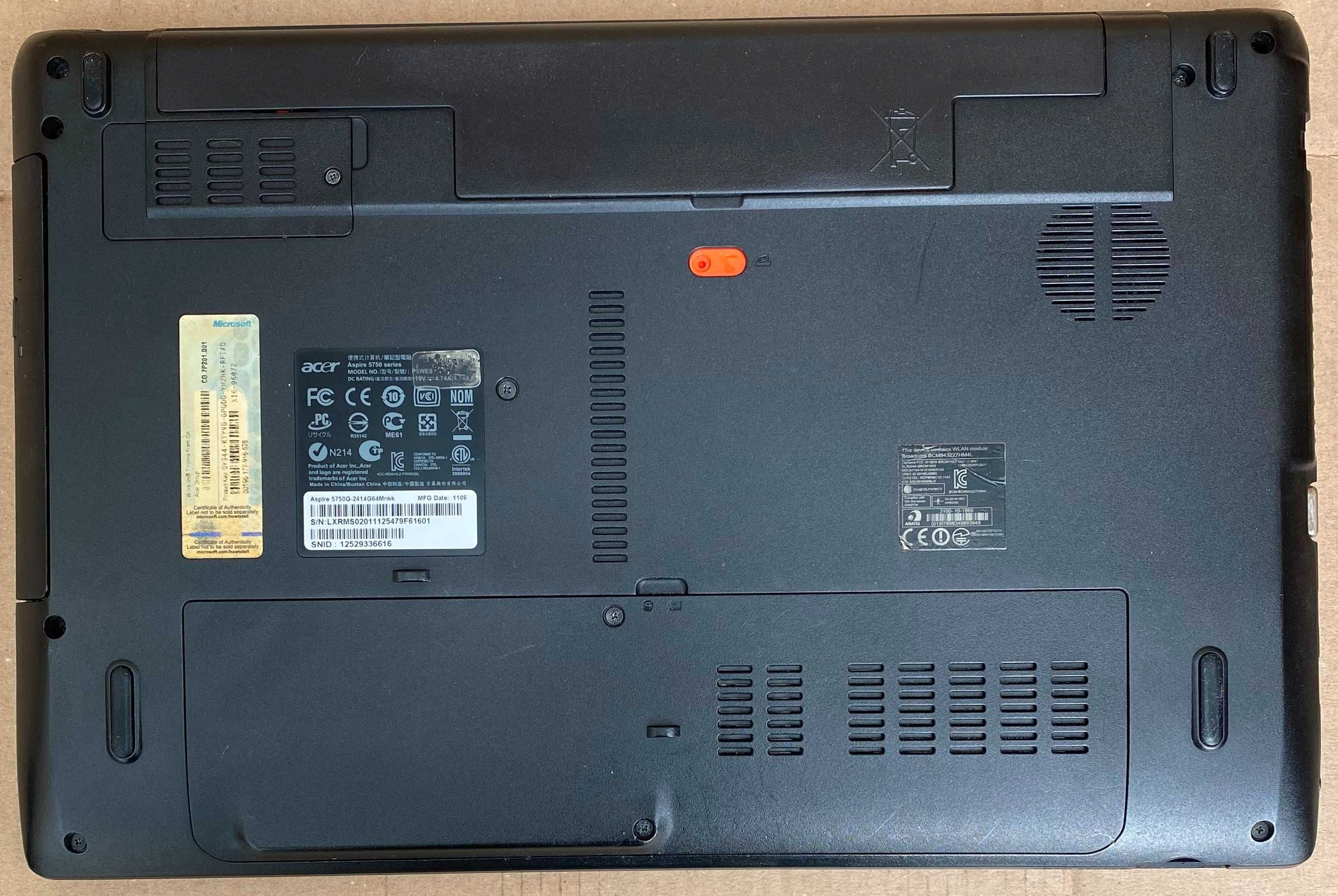 Ігровий Ноутбук Acer 5750G i5-2410M RAM 4Gb HDD 500Gb GeForce 540M 2Gb