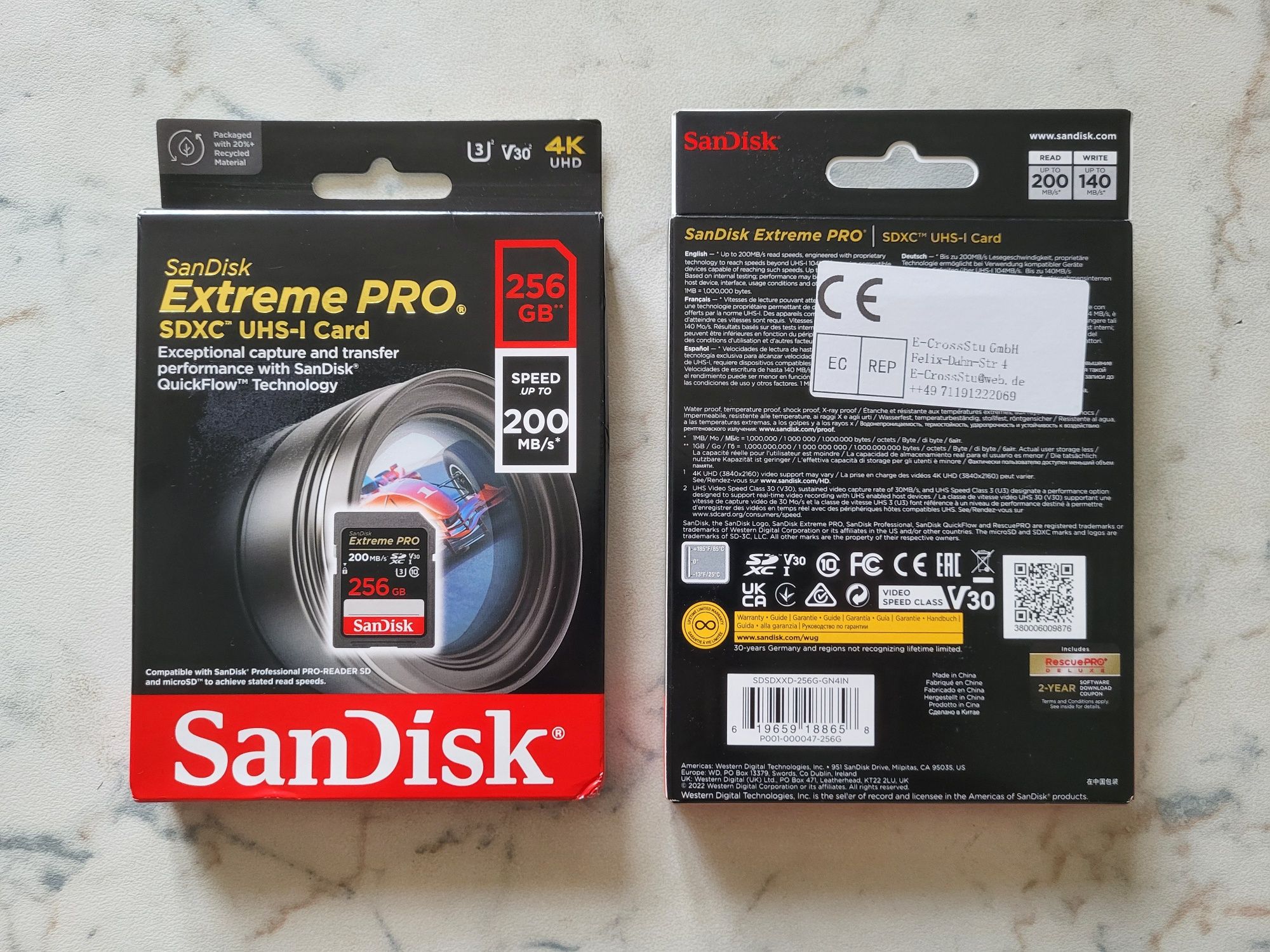 Карта памяти 128GB 256GB SDXC SanDisk Extreme Pro UHS-I V30 U3