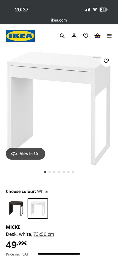 Conjunto Ikea: Mesa Micke + 2 Cadeiras Sandsberg