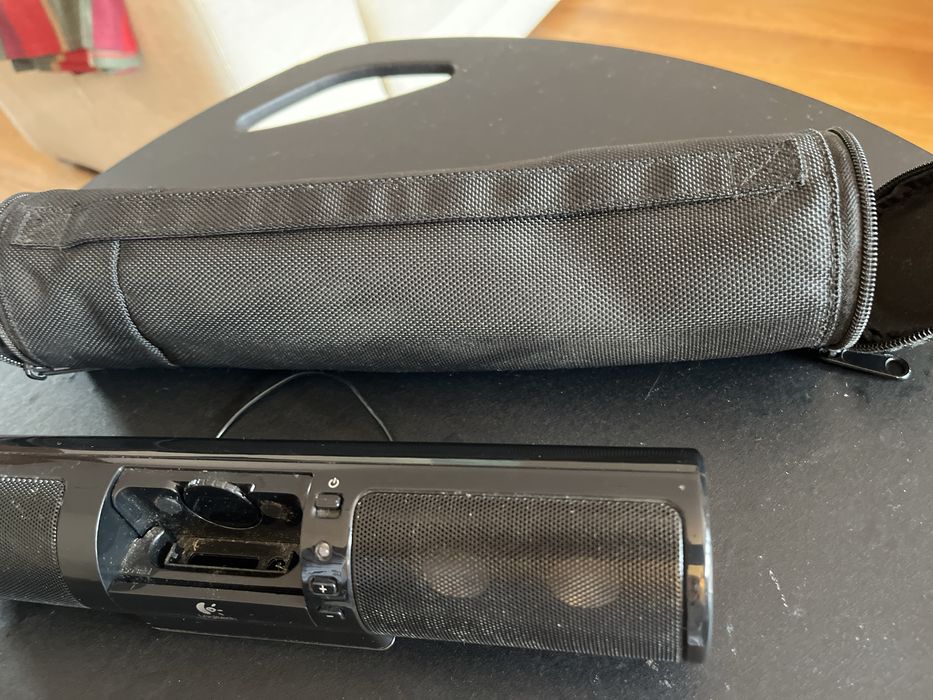 colunas portáteis Logitech mm32 com saco