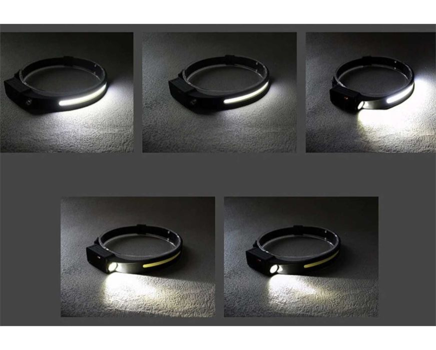 Latarka Czołowa Czołówka LED Akumulatorowa USB Czujnik Ruchu 5 Trybów