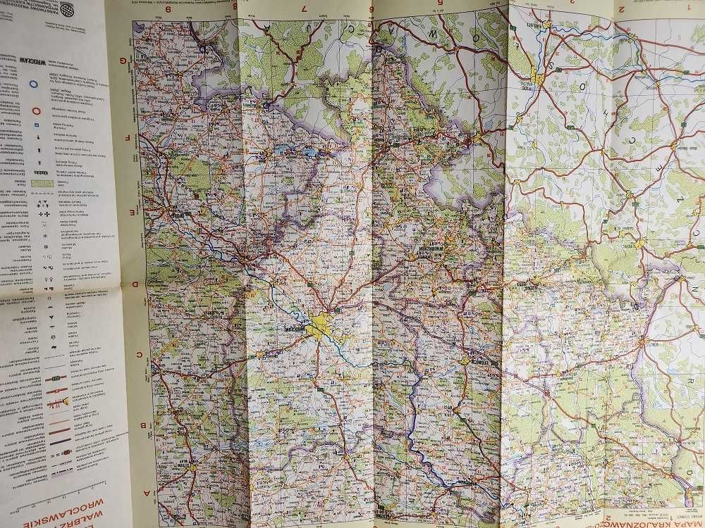 Zestaw 6 wojewódzkich map krajoznawczo samochodowych z roku 1989