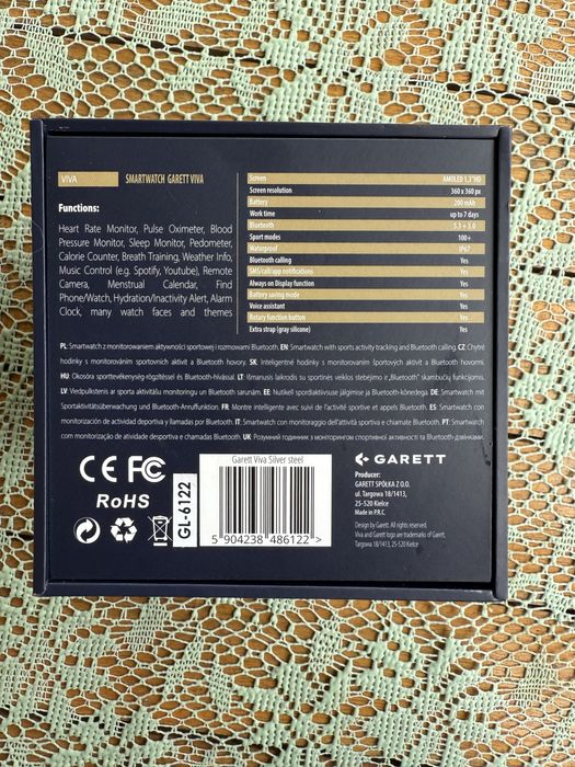 Smartwatch Garett Viva srebrny stalowy z wymiennym paskiem