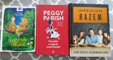 Książki cztery- Razem -Jamie Oliver, Peggy Parish, Legendy, Konfetti.