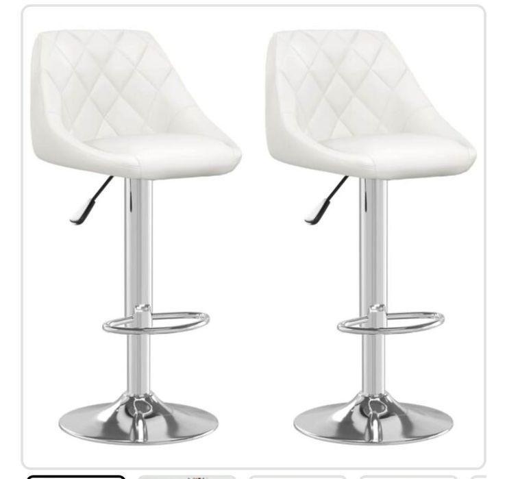 Stołki barowe, 2 szt., białe, sztuczna skóra