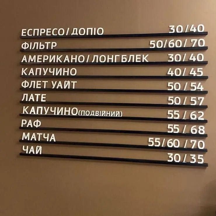 Стильне Набірне Меню для Кав’ярень, Барів, Ресторанів