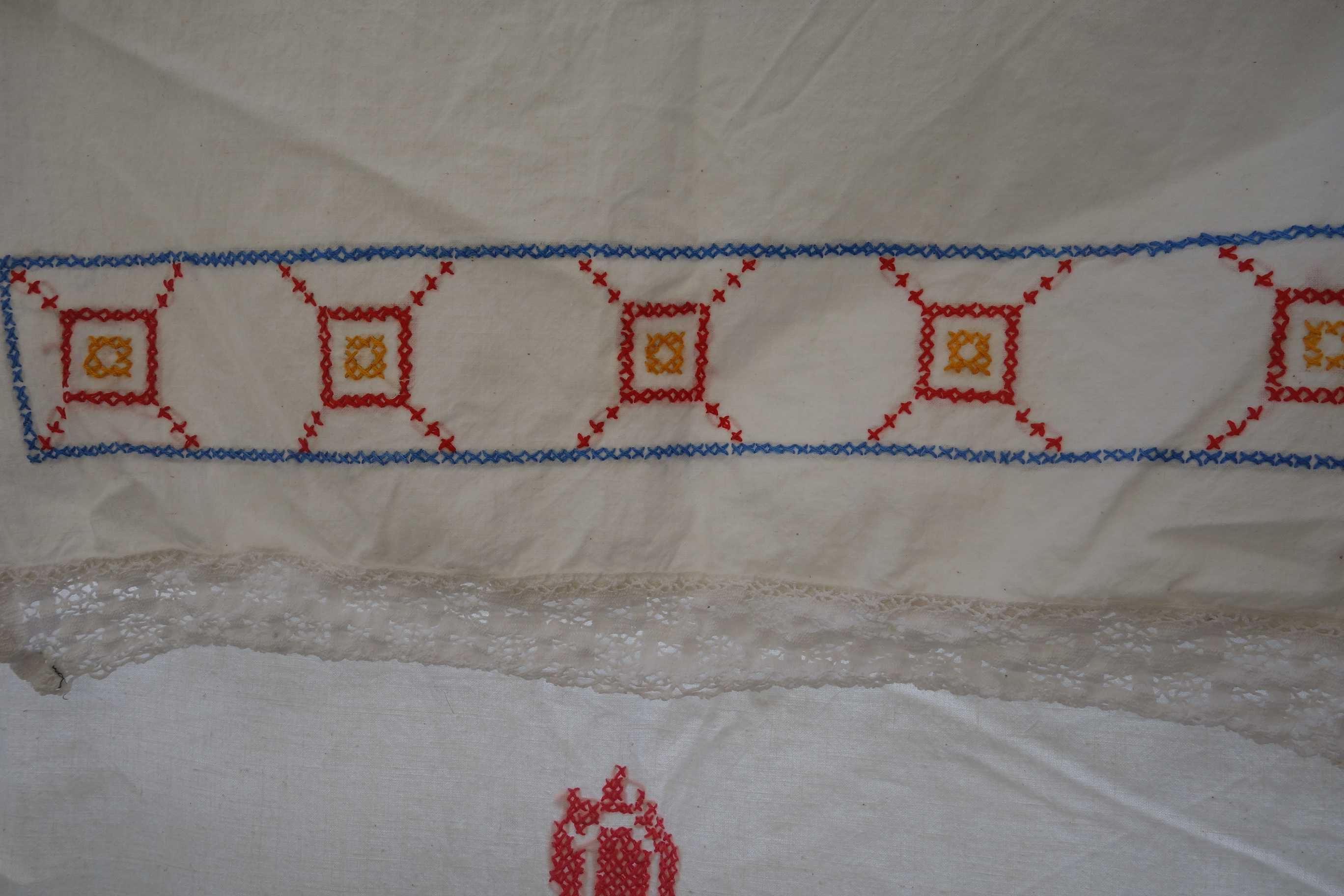 PRL lata 70-te haft krzyżykowy makatka na drążek ręcznie wyszywana