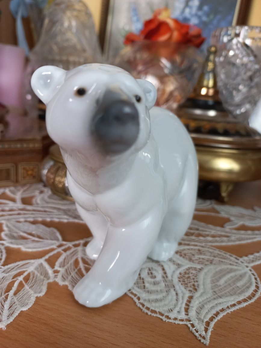 Lladro kolekcjonerska hiszpańska porcelana niedźwiedź sygnowane
