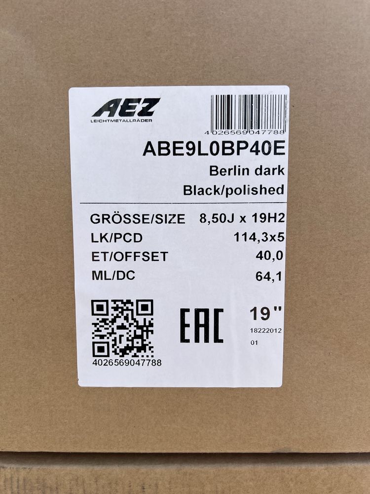 5х114.3 r19 абсолютно нові диски AEZ Berlin dark  Tesla model 3, Y
