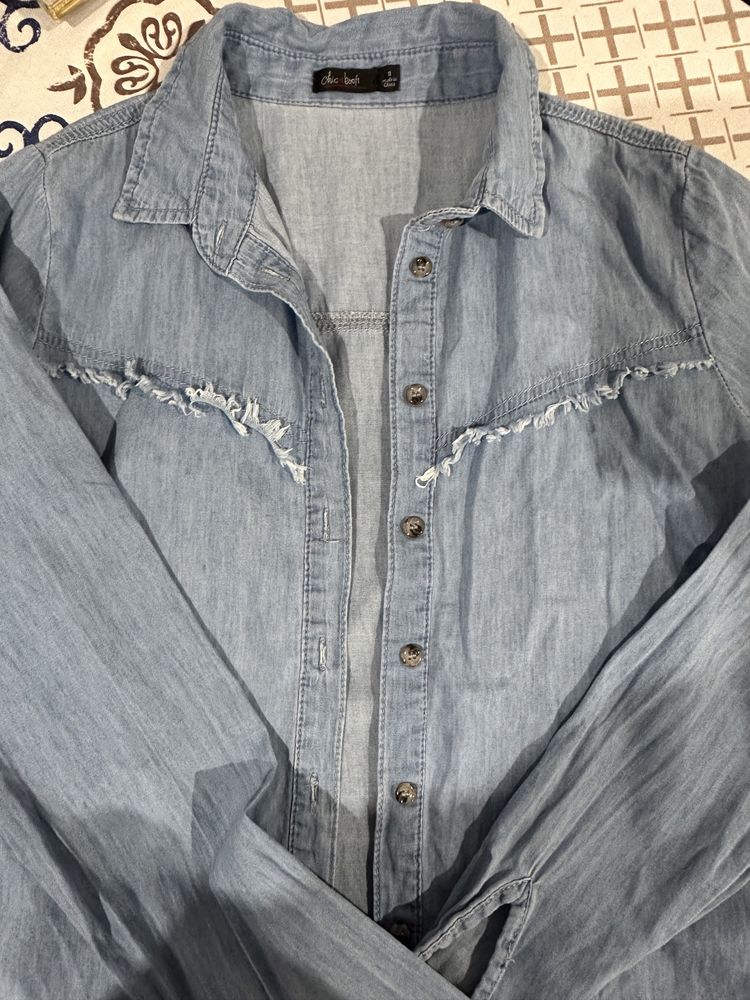 Куртка рубашка  Zara джинс джинсовая  голубая джинсовка