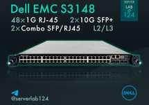 Комутатор Dell EMC S3148 | 48x1G BASE-T; 2x10G SFP+; 2x Combo SFP/RJ45