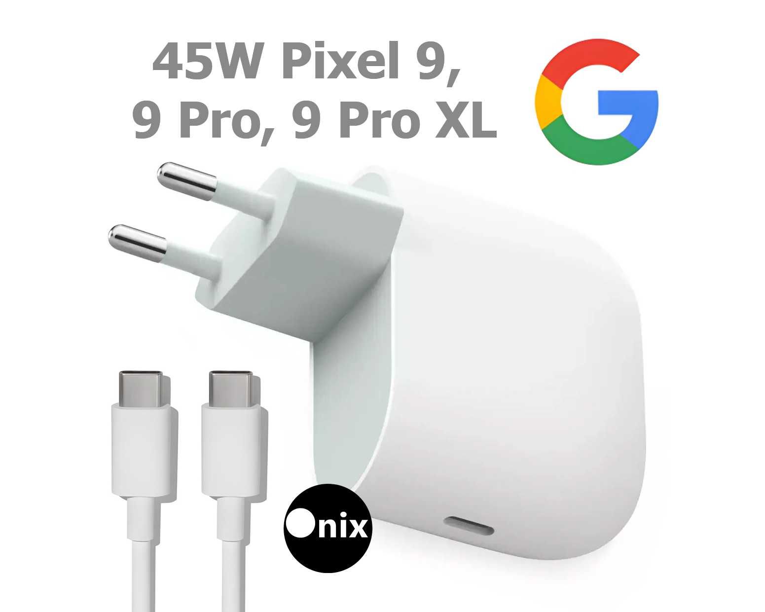 Оригінальна зарядка Google 45W Type-C для Pixel 9, 9 Pro, XL (+кабель)