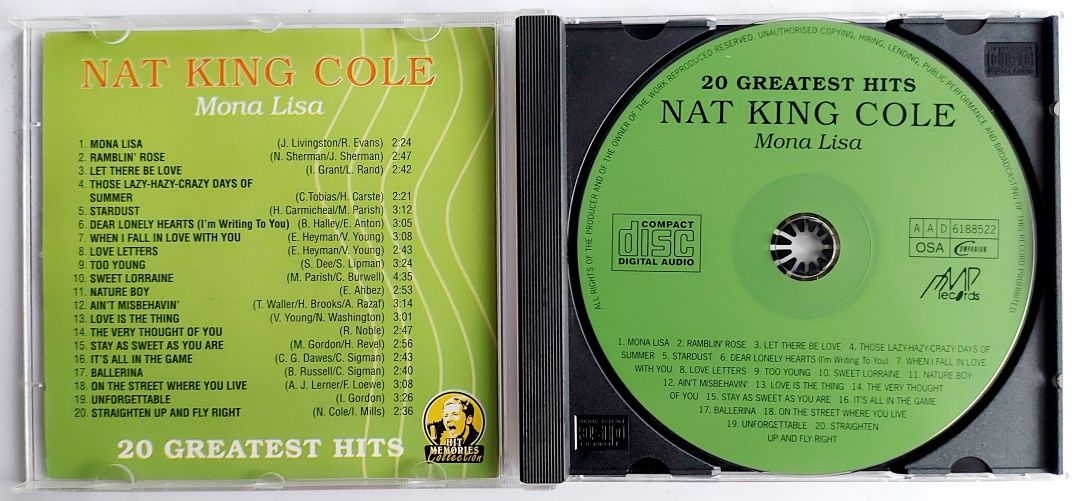Nat King Cole Mona Lisa 20 Greatest Hits