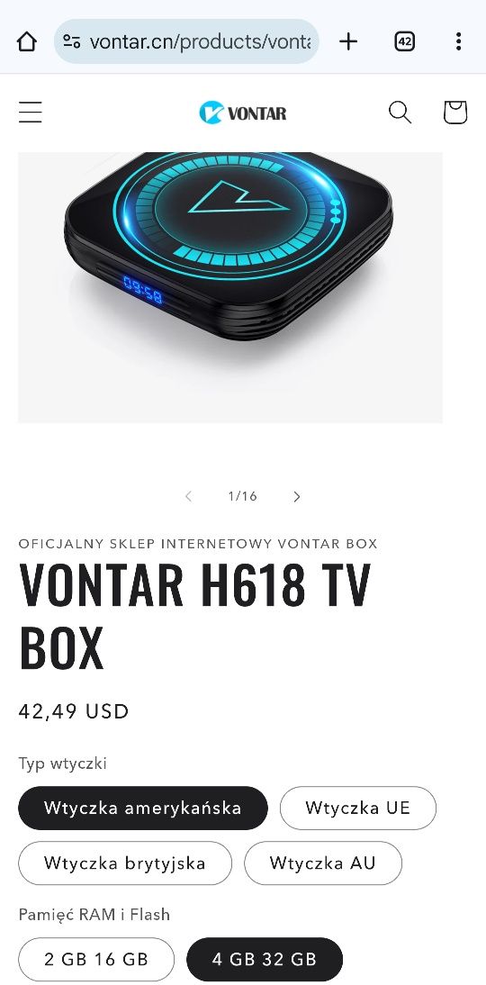Android TV vontar H618 4Gb 32gb dekoder iptv Wi-Fi Bluetooth