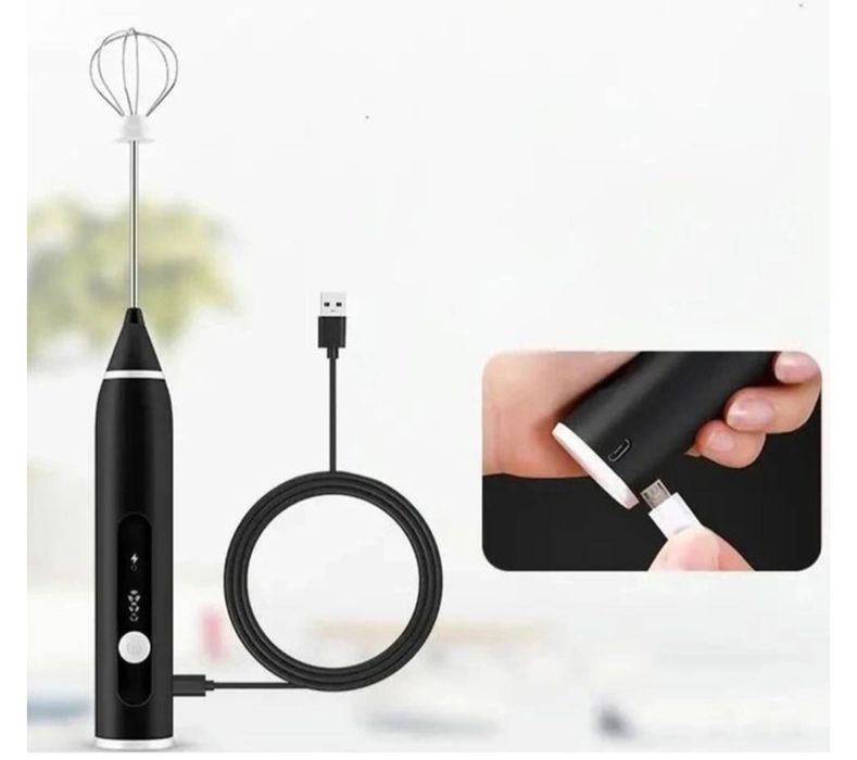 Ручний міксер капучинатор з насадками та USB-зарядкою