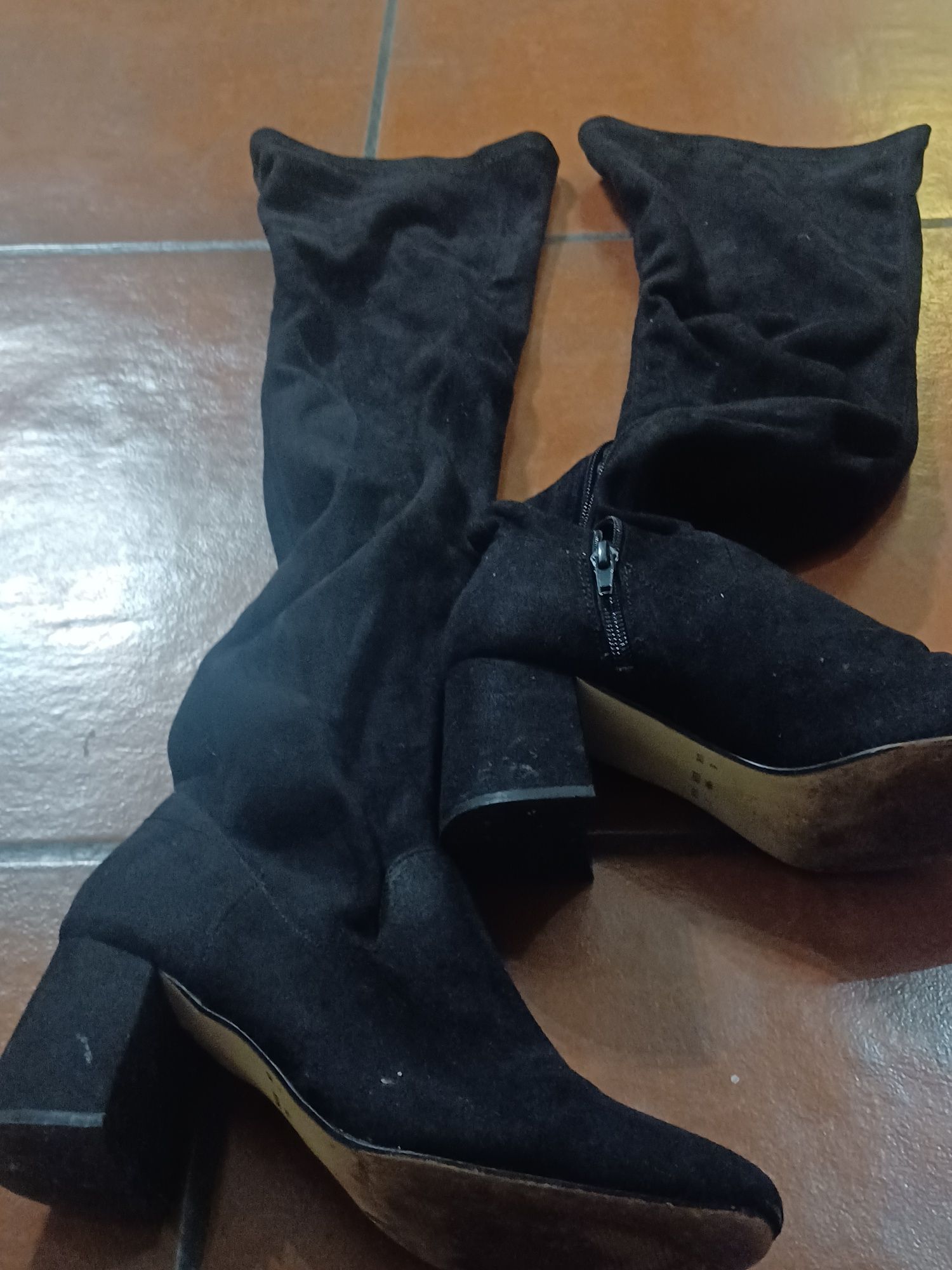 Botas de veludo elásticas, acima do joelho,como novas,Zara,Tamanho 38